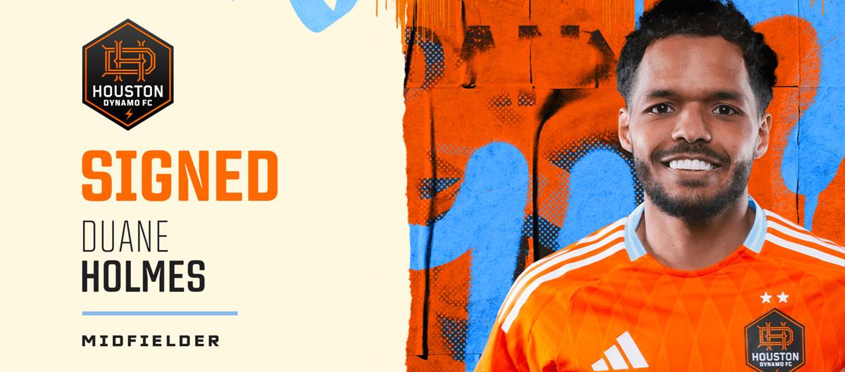 休斯敦迪那摩官宣从普雷斯顿签下美国国脚级中场德维恩·霍尔姆斯..