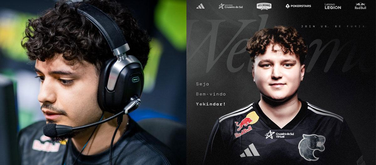 FURIA下放步枪手skullz，前Virtus.pro突破手YEKINDAR租借加盟为替补..