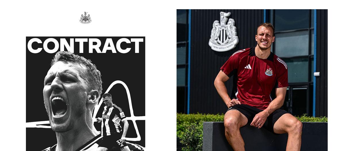 纽卡斯尔联官宣与英格兰国脚后卫丹·伯恩完成续约..