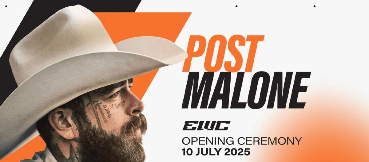 American famous hip-hop pop singer Post Malone will be guest performing at the opening ceremony of the 2025 Esport World Cup..