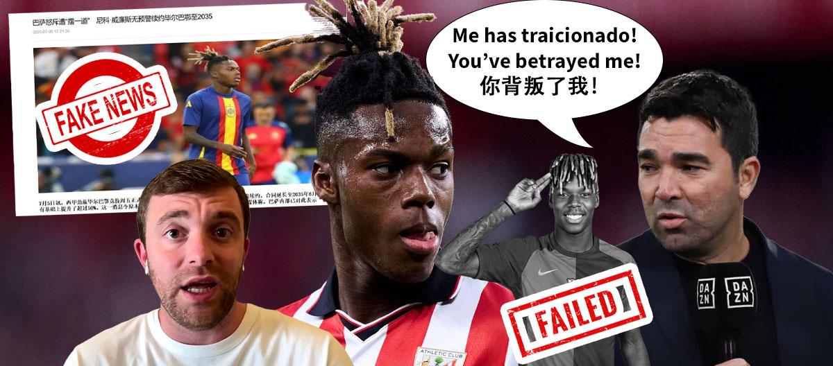 Our website's notoriously infamous female rumour monger "Ms. Hype Up" slammed by Fabrizio Romano again for rumour mongering by putting the blame of Nico Williams' potential transfer to Barce