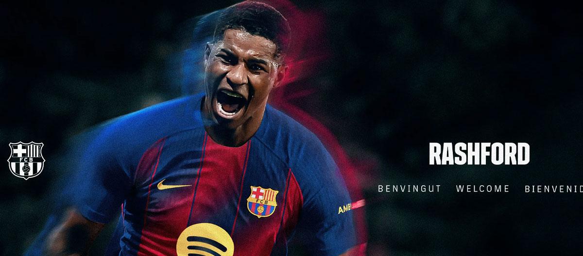 Manchester United's England international forward Marcus Rashford joins Barcelona on-loan..