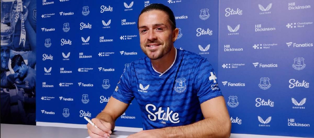 Jack Grealish joins Everton on loan and will wear the number 18 jersey