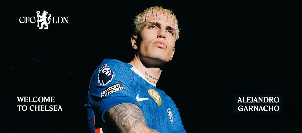 Chelsea officially announce the signing of Manchester United's Argentina international winger wonderkid Alejandro Garnacho..