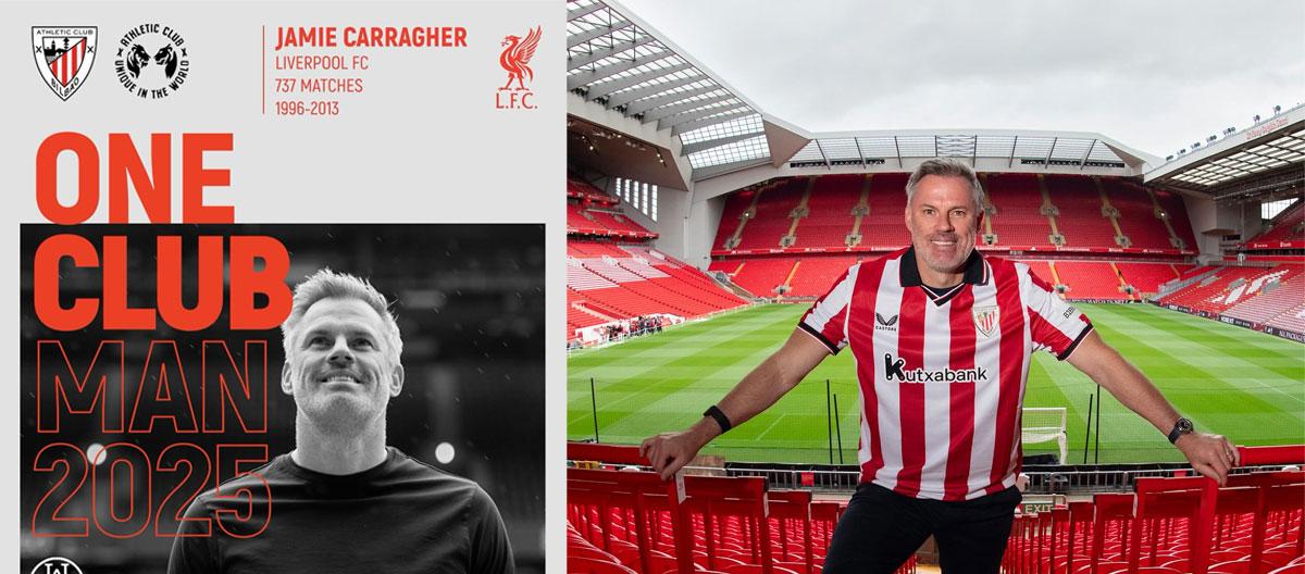 Former Liverpool England international defender Jamie Carragher inducted into the 2025 One-Club Man Hall of Fame..