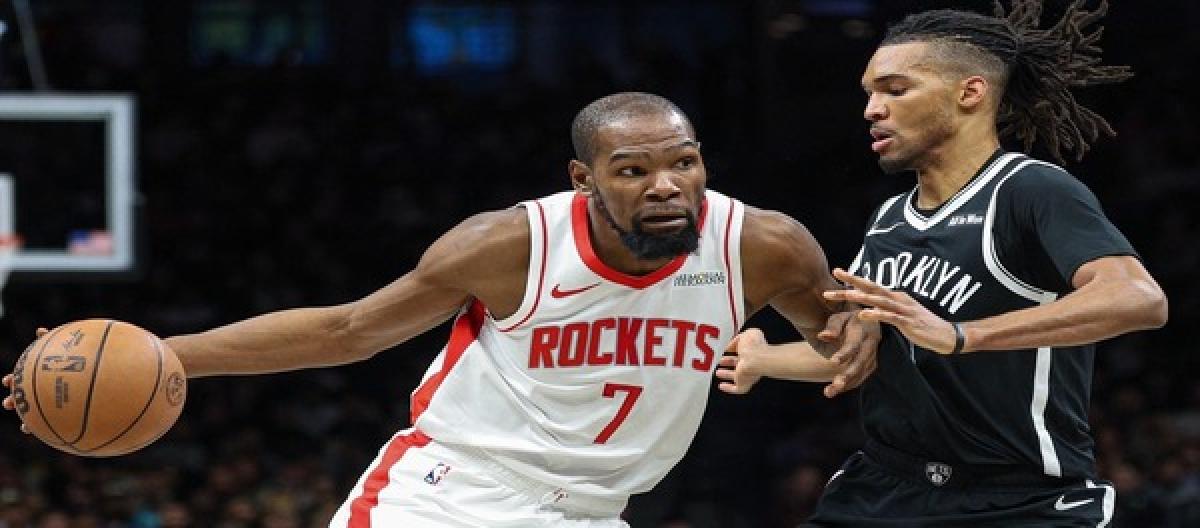 Thompson scored 23 points and Durant added 22, as the Rockets defeated the Nets 120-96.