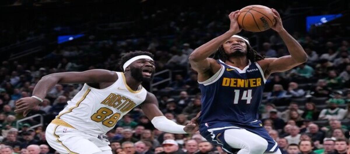 Brown's 33 points weren't enough to secure a 114-110 victory for the Nuggets over the Celtics.