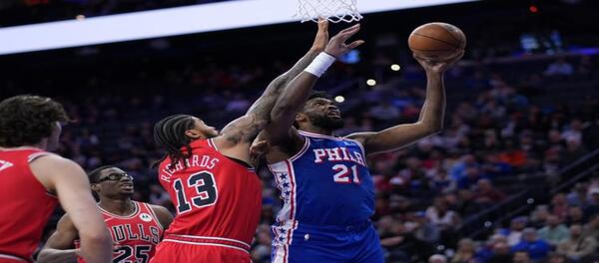 Embiid scored 35 points and George added 28, as the 76ers easily defeated the Bulls 157-137.