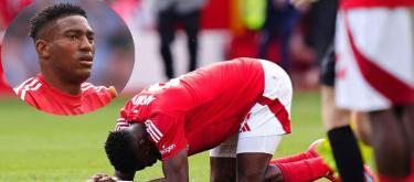 Nottingham Forest center forward​ Taiwo Awoniyi fell into a induced coma after surgery for a serious abdominal injury..