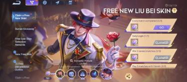 Honor of Kings：福利不停，刘备浪漫序章免费赠送。