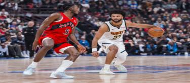 The Nuggets beat the Raptors 112-108 in the preseason, with Jokic and Murray combining for 34 points.