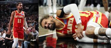 Hawks' star Trae Young suffers a serious right knee injury and will be sidelined for at least four weeks.
